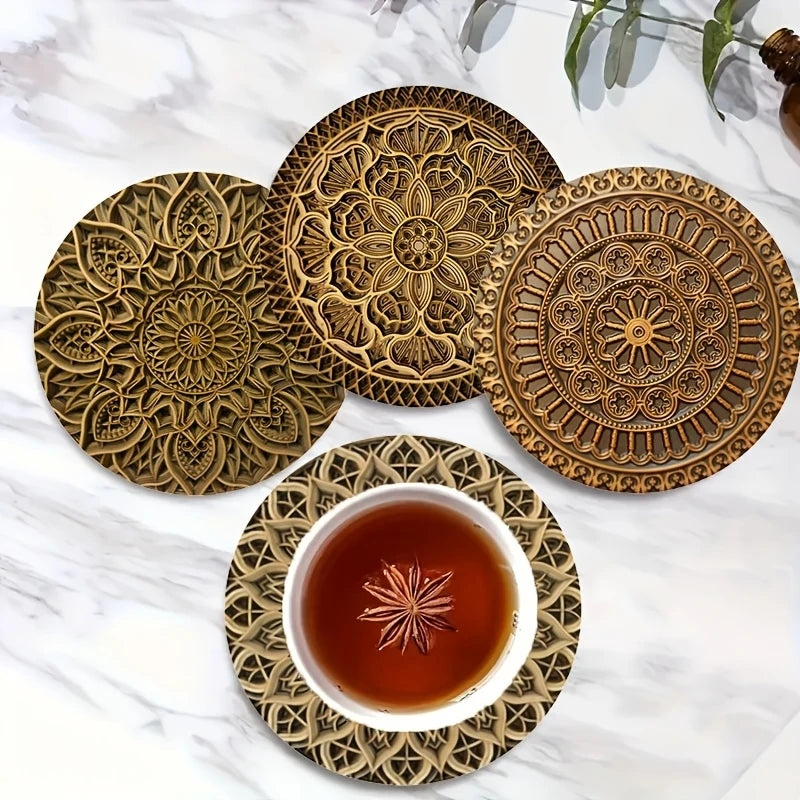 Set de Sous-Verres en Bois Mandala