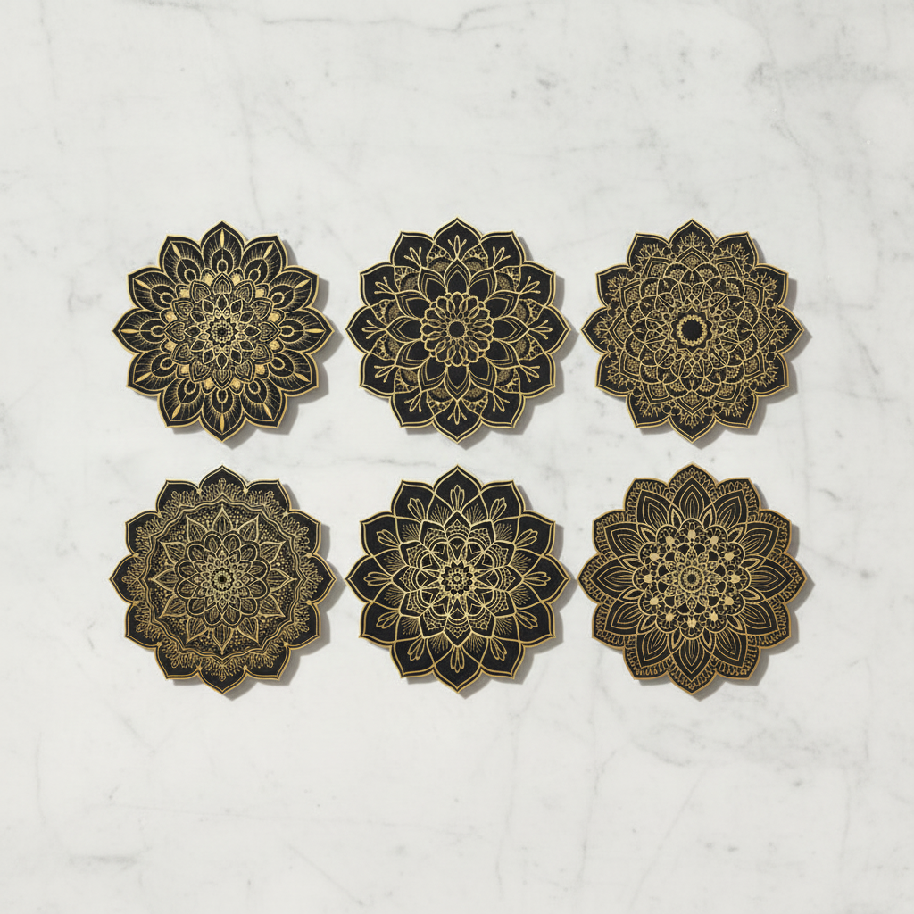 Set de Sous-Verres en Bois Mandala