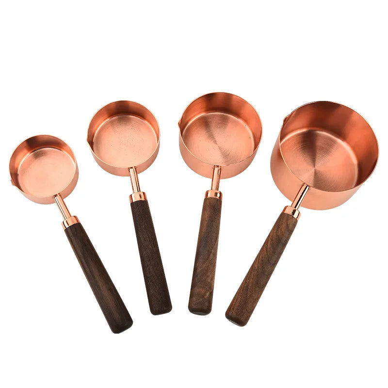 Set de Cuillères Doseuses en Acier Inoxydable – Manche en Bois