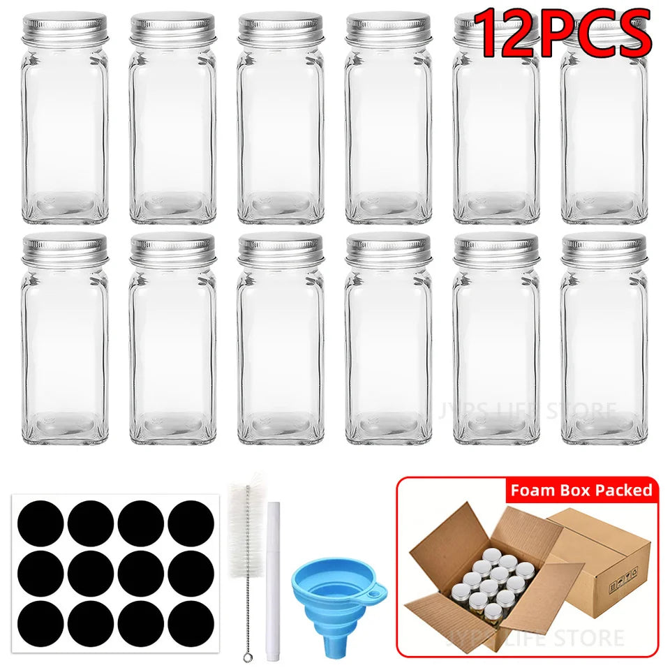 Set de Pots à Épices en Verre et Bambou – 6, 12 ou 24 pièces