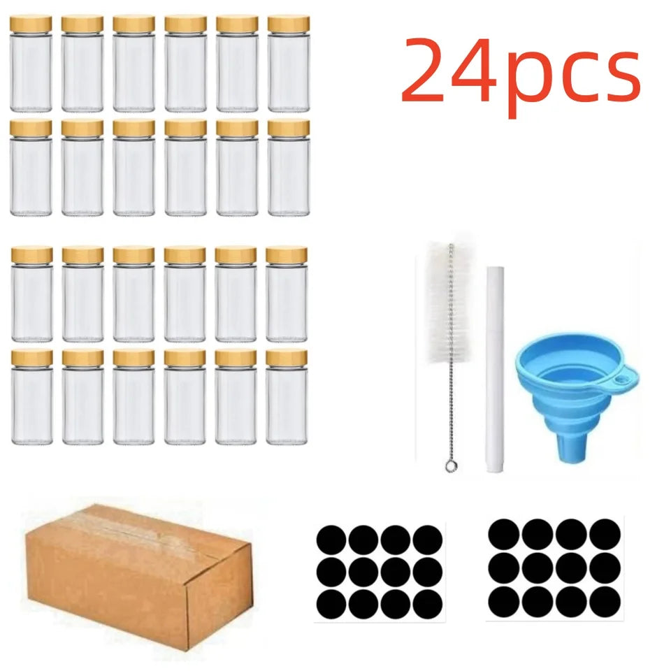 Set de Pots à Épices en Verre et Bambou – 6, 12 ou 24 pièces
