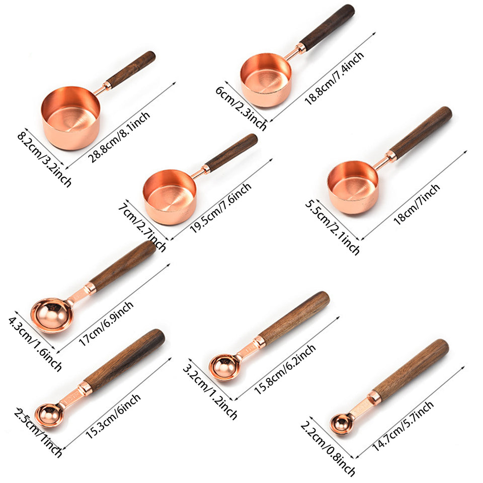 Set de Cuillères Doseuses en Acier Inoxydable – Manche en Bois