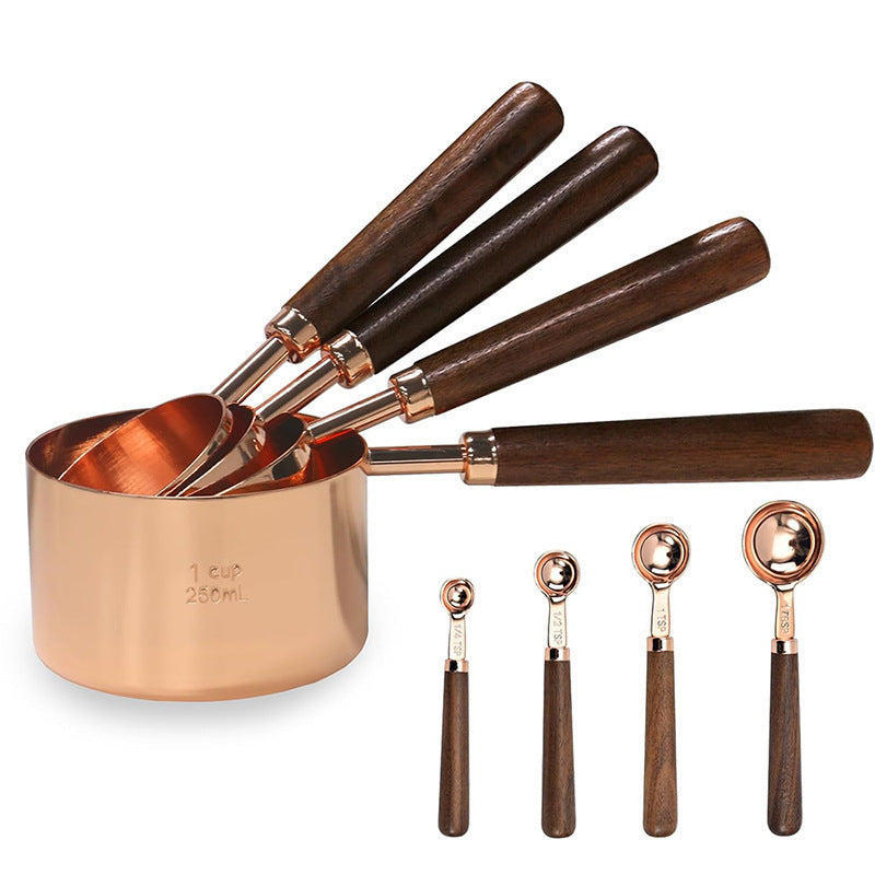 Set de Cuillères Doseuses en Acier Inoxydable – Manche en Bois